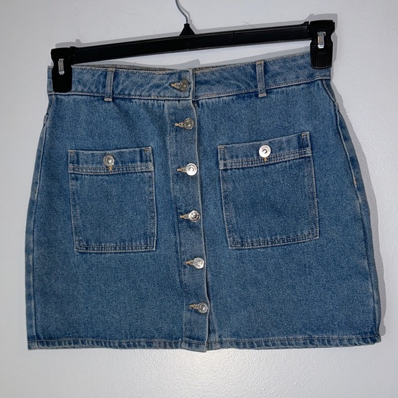 Pull&Bear Blue Denim Mini Skirt Y2K size L Europe‎ (12 US) - Picture 1 of 7